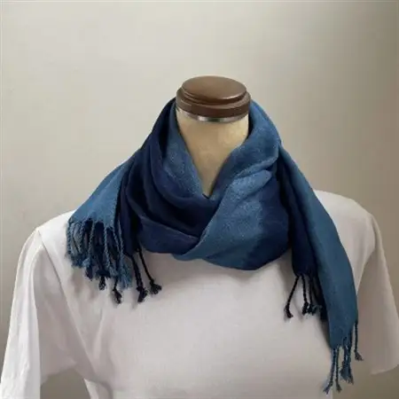 藍染めストール　yamanobe(2)　約36cm×155cm フリンジあり_装飾品・工芸品 ショール・ストール 服飾小物 _【1528680】