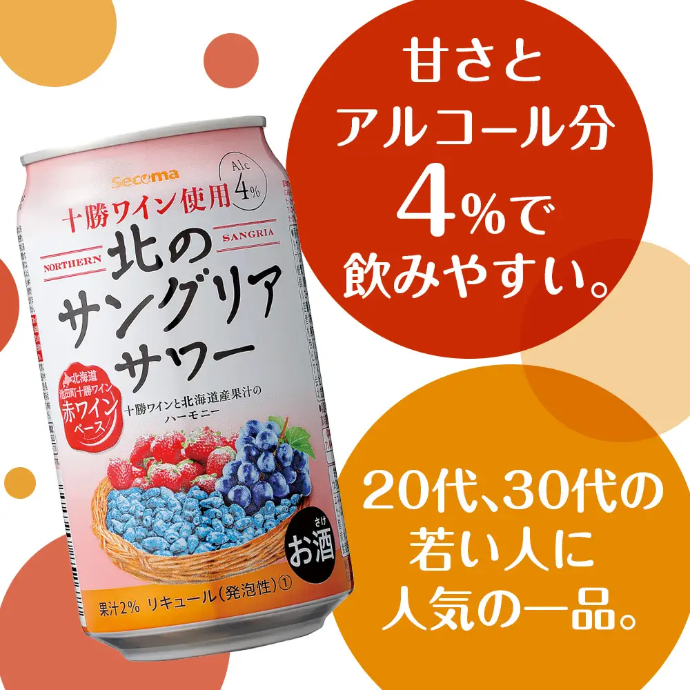 【定期便3ヶ月】 北のサングリアサワー 赤ワインベース 350ml 24本 サングリア ワイン サワー 酒 セイコーマート セコマ Secoma