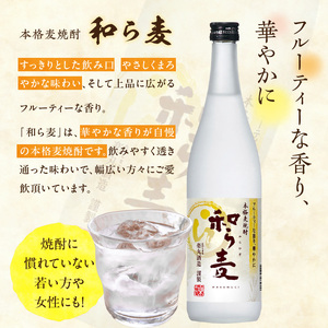楽丸酒造 和ら麦・黒和ら麦4本セット_楽丸酒造 和ら麦 黒和ら麦 720ml × 4本 セット 本格麦焼酎 各種 2本 フルーティ すっきり まろやか 上品 飲みやすい 唐揚げ サラダ おすすめ コク キレ 黒麹 うまみ 芳ばしい 角煮 マリネ 麦焼酎 アルコール 25度 お酒 焼酎 福岡県 久留米市 送料無料 〔El031〕