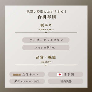 羽毛布団 合掛け布団 キング 1枚 (ブルー) アイダーダックダウン 羽毛布団