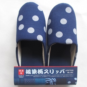 スリッパ 【抜染柄Mサイズ】 阿波しじら スリッパ (水玉) スリッパ