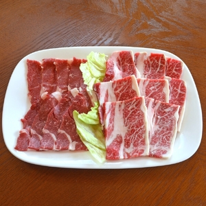 【えりも短角牛】焼肉上カルビセット【er007-014】上カルビ ヘルシーウデ 2種盛 焼き肉 焼肉セット 上カルビセット カルビ 食べ比べ 赤身 ヘルシー 希少 品種 短角牛 ブランド牛 お肉 肉 国産牛 BBQ バーベキュー 冷凍 農家直送 国産 北海道産 北海道 えりも町