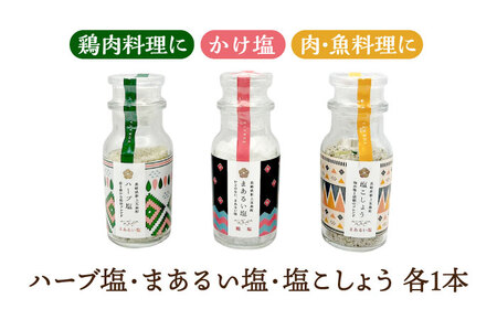 まあるい塩セット （まあるい塩・ハーブ塩・塩こしょう 各1本）＆国産小麦五島うどんギフトBOX（180g×3袋 スープ付）×2箱[RBA043] 五島うどん うどん 塩 五島うどん うどん 塩九州 長崎