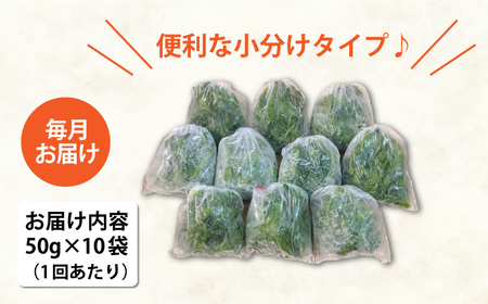 【全12回定期便】冷凍生あおさ50g×10袋 計500g[RBN012] あおさ アオサ 定期便 あおさ アオサ 定期便 あおさ アオサ 定期便 あおさ アオサ 定期便九州 長崎