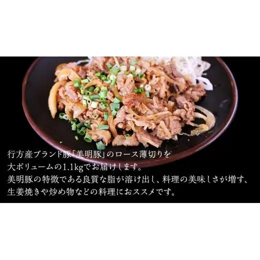 【 全3回 隔月 定期便 】美明豚 ロース薄切り 約1.1kg （茨城県共通返礼品：行方市）
