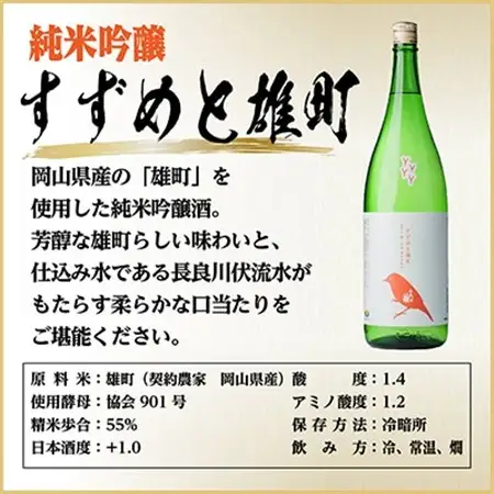 純米吟醸 すずめと雄町　1800ml×1本_酒・アルコール 純米吟醸 日本酒 sake サケ_【1533491】