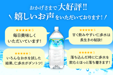 奥出雲の純天然水 仁多水定期便（2L×18本）12回【仁多水 水 ミネラルウォーター 2L×18本 12回 定期便 飲料水 飲み物 備蓄水 防災 キャンプ アウトドア 軟水 非加熱 非常用】