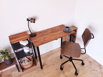 無垢材のデスク 約W100cm×D50cm ブラウン [2141]