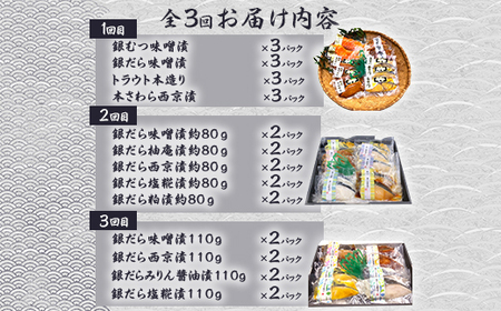 H7-B2A【3ヶ月連続お届け】個包装漬け魚ごちそう詰め合わせセット