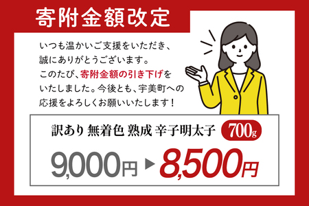 【寄附額↓改定】 明太子 やまや 訳あり 無着色 熟成 切子 700g 明太子 [um40azo860009]