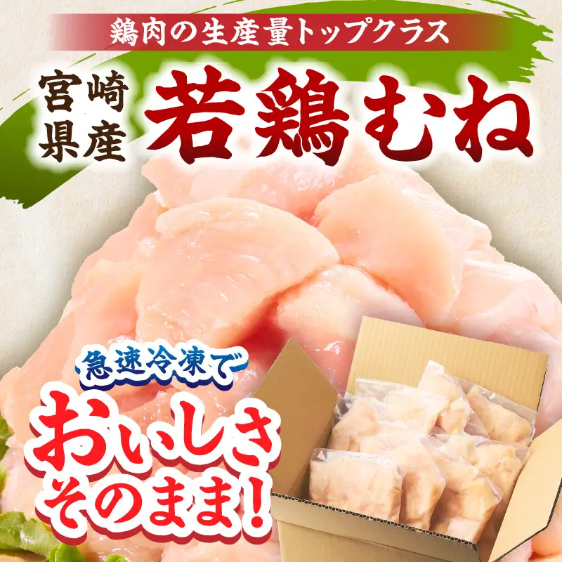 宮崎県産 若鶏切身 むね肉 2.4kg（300g×8袋）【3か月定期便】_b0773_it_x2