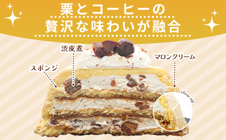 ＜マロンケーキ「お山のカフェまろん」5号 1個＞ 栗 洋菓子 お菓子 おかし スイーツ デザート 15cm コーヒー 珈琲 クリーム モンブラン 渋皮煮 濃厚 スポンジケーキ ドーム型 おうちカフェ メニークエスト 愛媛県 西予市【冷凍】『3か月以内に順次出荷予定』SMQ0012