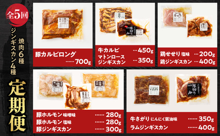 【 全5回 定期便 】 焼肉 6種セット ＋ ジンギスカン 4種 セット T025-T01 肉