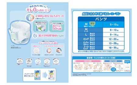 【2ヶ月連続定期便】ムーニーマン Mサイズたっち 52枚×3袋 Mサイズ 子供用 男女共用 ユニ・チャーム 紙オムツ パンツタイプ ベビー用品 