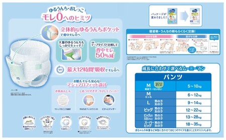 ムーニー  Mサイズたっち 52枚×1パック + やわらかおしりふき本体76枚×1パック おむつ オムツ 紙オムツ 紙おむつ パンツタイプ Mサイズ Mたっちサイズ おしりふき セット ムーニー moony