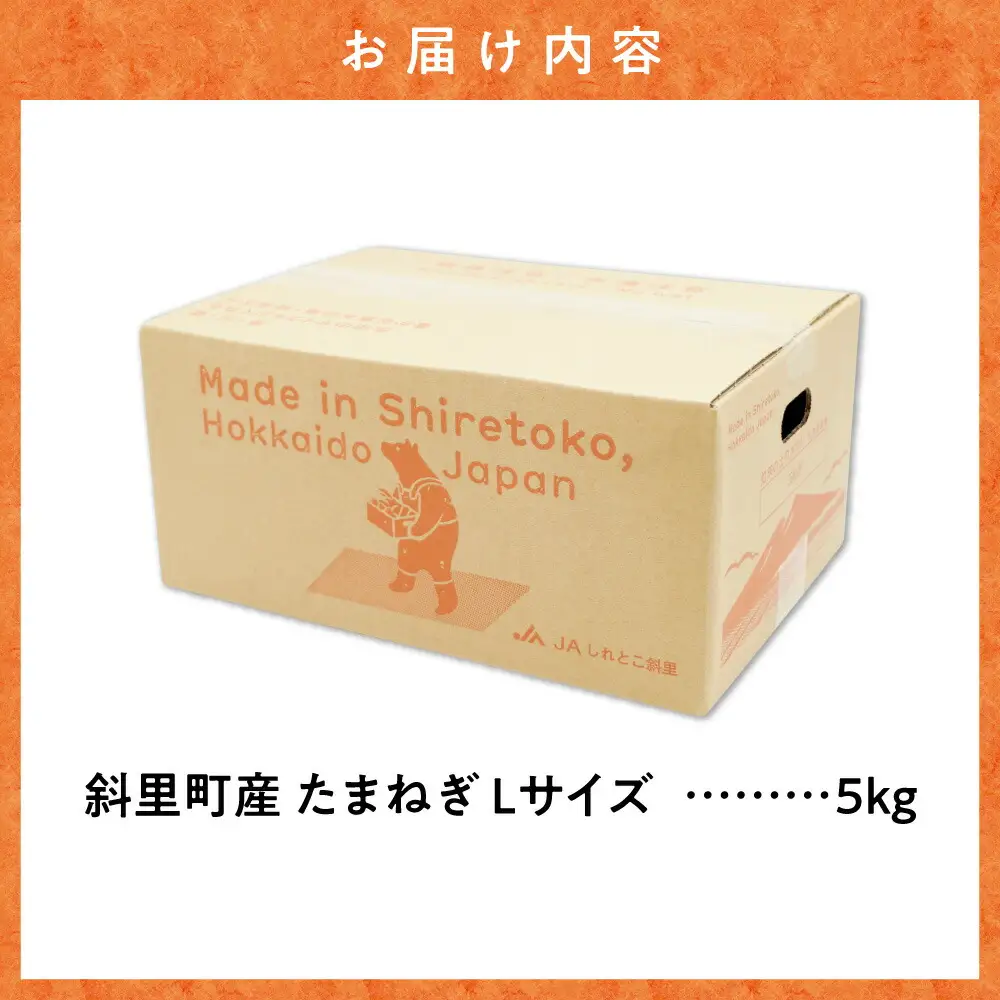 【先行予約】産地直送 知床の恵み凝縮!斜里の玉葱Lサイズ5kg　産地直送 タマネギ