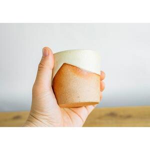 【信楽焼・明山】　お揃いコップ(大)火色&白セット　codomono-02set