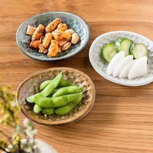 【信楽焼・明山】平皿　豆（月白/青緑/浅黄）3枚セットht-222324