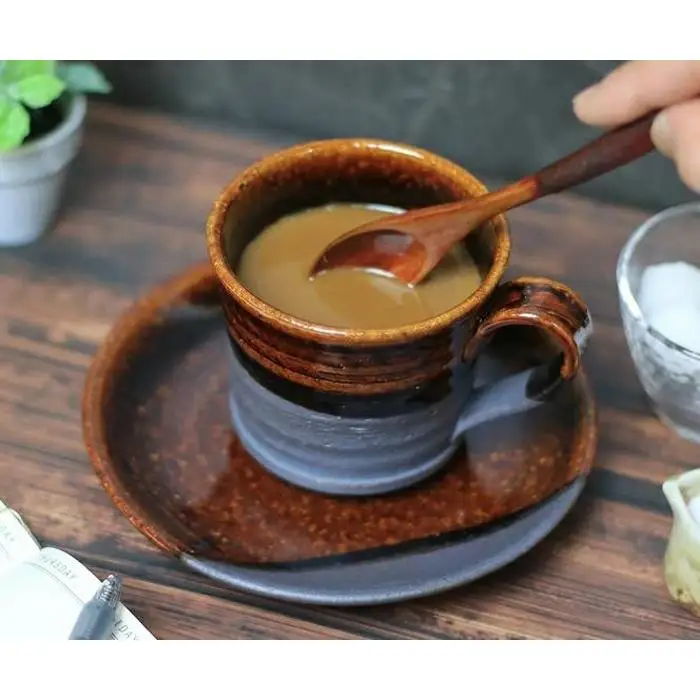 信楽焼 飴時雨コーヒーカップ＆ソーサー 陶器 おしゃれ