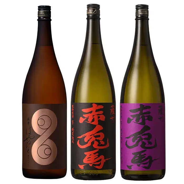 芋焼酎 「薩摩 はやひと」「赤兎馬」「紫の赤兎馬」各 1.8L  一升瓶 3本セット 【00-003-35】 