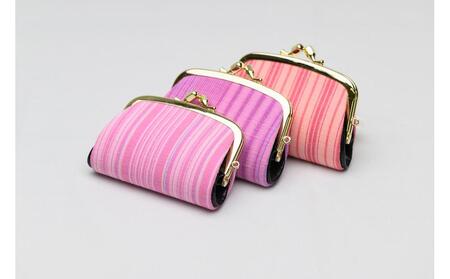 真岡木綿「くし形小銭入れ」（ピンク系）| 栃木県 伝統工芸品 織物 財布 小銭入れ 手作り 贈答 贈り物 ギフト 小物