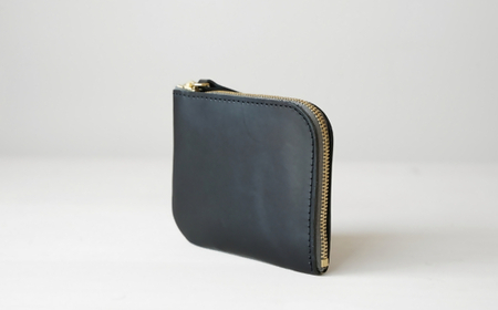 ヌメ革のミニジップウォレット　クロ【affordance】[H4571]