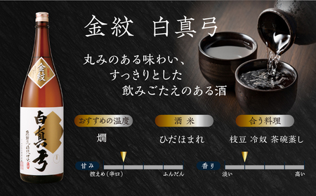 《選べるお届け回数》2回定期便 日本酒  地酒 金紋 白真弓 1800ml 一升瓶 2本 定期便 Q2551pi
