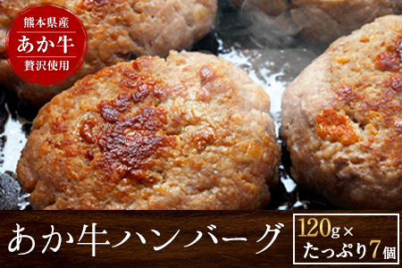 熊本の和牛 あか牛ハンバーグ 熊本産あか牛を使用した贅沢ハンバーグたっぷり7個入り《7-14日以内に出荷予定(土日祝除く)》  赤牛 あかうし 簡単 調理 惣菜 冷凍 牛 湯煎 人気 子供 こども 小分け ハンバーグ 熊本県 玉東町｜ブランド牛肉 特産品牛肉