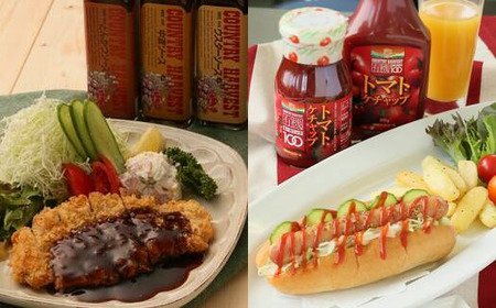 カントリーハーヴェストセット (ミニソース 3種、有機トマトケチャップ) 調味料 セット 詰合せ 食品添加物不使用 有機 トマトケチャップ ケチャップ ソース とんかつソース 中濃ソース ウスターソース ご当地 食品 関東  F5K-235