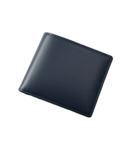 キプリス本革製二つ折り小銭入れ付財布　カラー：ネイビー 【kt026-008-2】