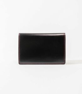 キプリス本革製コードバンｘシラサギレザー通しマチ名刺入れ　カラー：ブラックｘレッド 【kt026-013-1】
