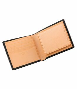 キプリス本革製シラサギレザー二つ折り財布　カラー：ブラック　