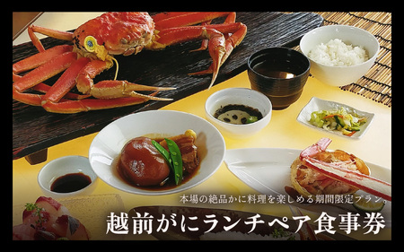 【期間限定】【感謝券】海のレストラン オーシャンビューの越前がにランチペア食事券【旅行 食事券 料理 料理宿 レストラン ランチ グルメ 越前ガニ ズワイガニ ずわいがに 三国】 [N-7202]