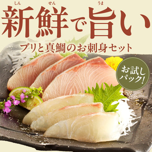 【冷蔵】ブリと真鯛の新鮮お刺身セット少量お試しパック N019-YA195