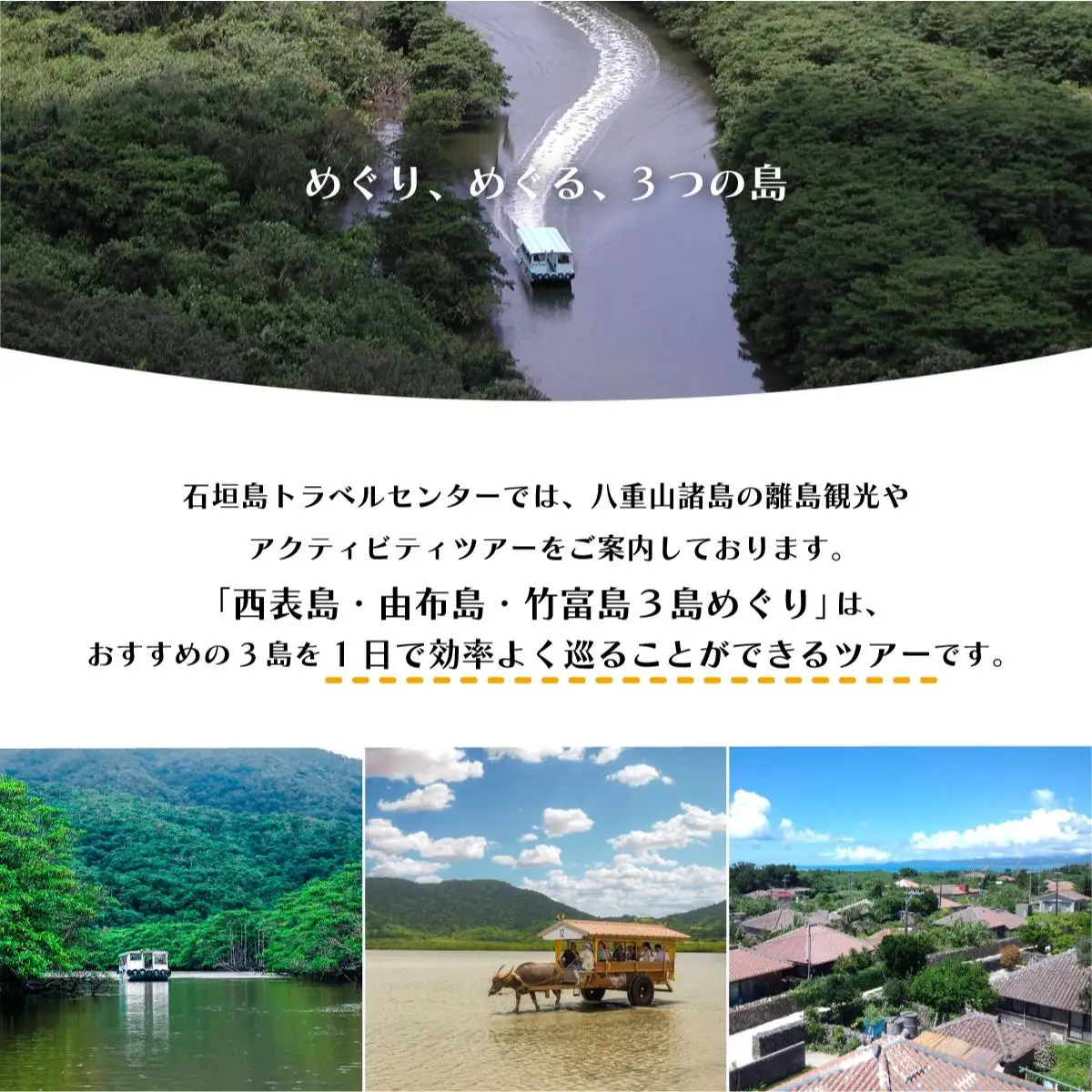 西表島・由布島・竹富島３島めぐり（竹富フリープラン)