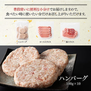 「まるみ豚」宮崎県産豚肉ハンバーグ・精肉セット計1.6kg 豚肉