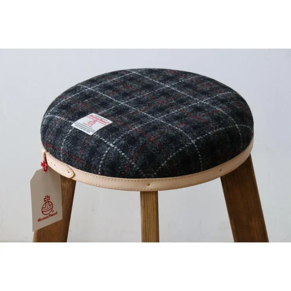 ハイスツール 【ブラック＆グレーチェック】HARRIS TWEED（ハリスツイード）家具
