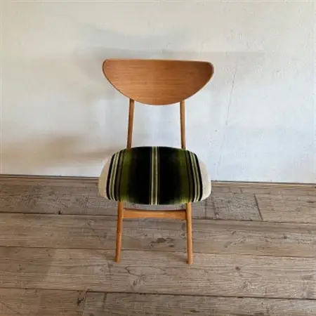 Karl Dining Chair グリーンストライプ ミディアムブラウンフレーム【SWOF】_雑貨・日用品 椅子・チェア・ソファ 家具・インテリア _【1539047】