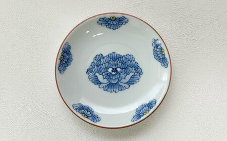 有田焼 手描きボタン柄 小皿【起山窯】食器 器 うつわ 皿 小皿 取皿 菓子皿 デザート皿 プレート 染付 牡丹 ぼたん 電子レンジ対応 A15-326