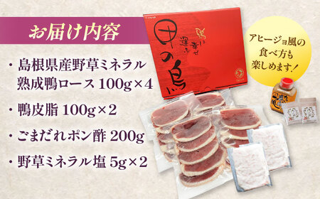 鴨肉 島根県産野草ミネラル熟成鴨の焼肉セット（3から4人前） [AIDC001] 鴨肉