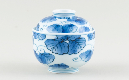 〈啓祥窯〉つた絵円菓子碗