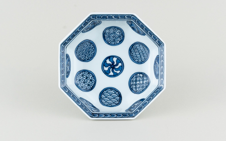 丸紋地紋　八角多用鉢　（1客）