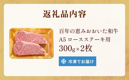 「百年の恵み おおいた和牛 」A5 ロースステーキ用 300g×２枚 黒毛和牛 黒毛 和牛 牛肉 ロース ステーキ おおいた和牛 A5ランク 霜降り 上質 肉産地 九州 大分 トキハインダストリー 玖珠店 高評価 血統 美味しい 風味 良質 肉