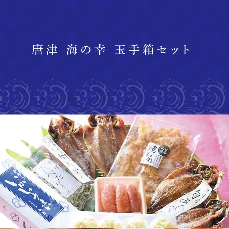 唐津 海の幸 特別限定 玉手箱セット 【無添加・無着色】唐津産 旬アジ 醤油みりん 淡汐干し ミシュランガイド掲載店 手作り 佐賀 呼子イカしゅうまい 無着色メンタイコ 国産 焼きいか 唐津産 おつまみいりこ 【ふるなび】