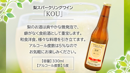 地元農家が作る つくばみらい市産 梨 を使った スパークリングワイン「KOU」 1本と ジャム 2個セット
