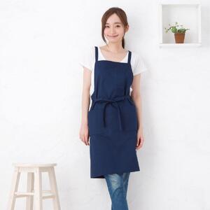 シンプルクロスミドル丈 エプロン（カラー：ネイビー）