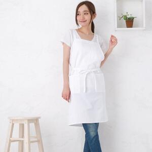 シンプルクロスミドル丈 エプロン（カラー：ホワイト）