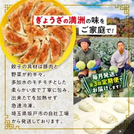 【毎月定期便】「ぎょうざの満洲」生餃子＆食べ比べ2種＆ラーメンセット全3回_餃子 ラーメン ぎょうざ セット 生餃子 冷凍 ぎょうざの満州 食べ比べ 自家製 人気 おすすめ 送料無料 お取り寄せ 便利 簡単調理 定期便_【配送不可地域：離島】【4056655】