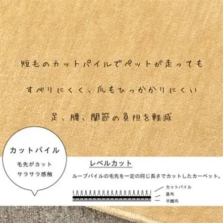 カーペット 日本製 厚手 防ダニ 防音ペットもよろこぶ 261×352cm 江戸間 6畳 ベージュ【1548466】