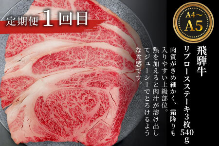 飛騨牛 ステーキ定期便 全3回 計約1.5kg A5 A4 ステーキソース リブロースステーキ ももステーキ サーロインステーキ リブロース モモ サーロイン ステーキ 牛 冷凍 和牛 牛肉 にく お肉 肉 東白川村 岐阜 飛騨 霜降り 赤身 肉のひぐち